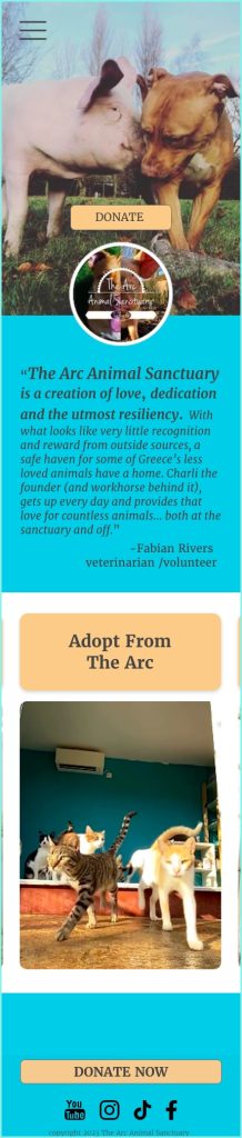 mockup of the full mobile homepage of a website design for an animal sanctuary