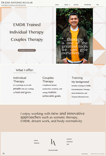 desktop homepage design of a therapy website