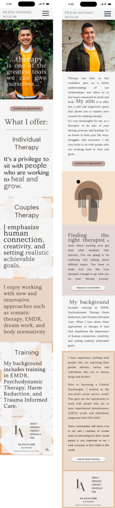 multiple screen layouts for a therapy website design