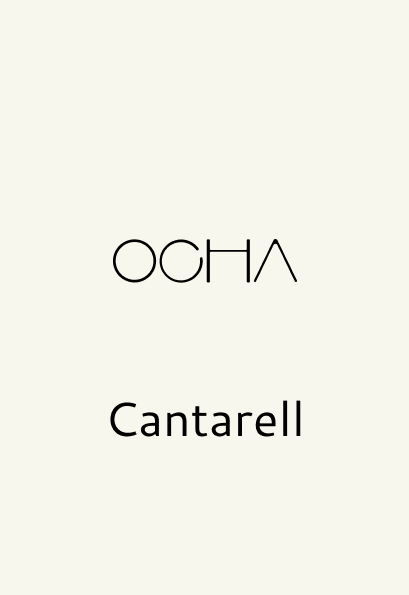 An image showing the two fonts assigned to the Ocha tea brand identity. One is specially designed for Ocha and used only for that word. The other font is Cantarell and it's demonstrated by the word 'Cantarell'.